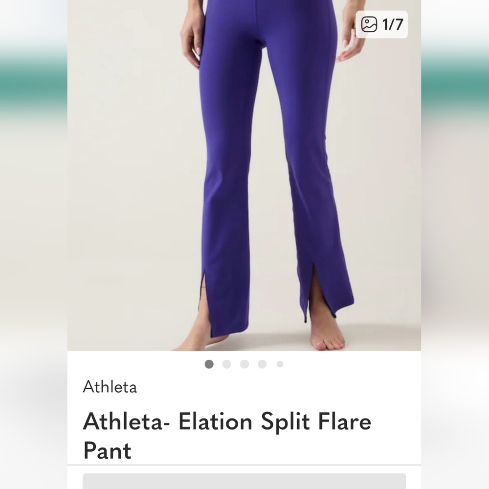 NWOT Athleta Elation Split Flare HR Pant Sz S Purple